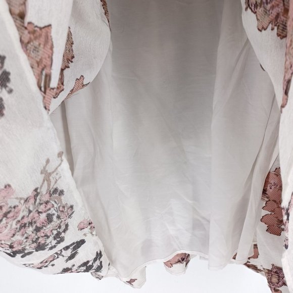 SISTER JANE M Dream Pink Black Floral Jacquard Ruffle Dress Mini Tiered Lux Puff - Picture 6 of 15